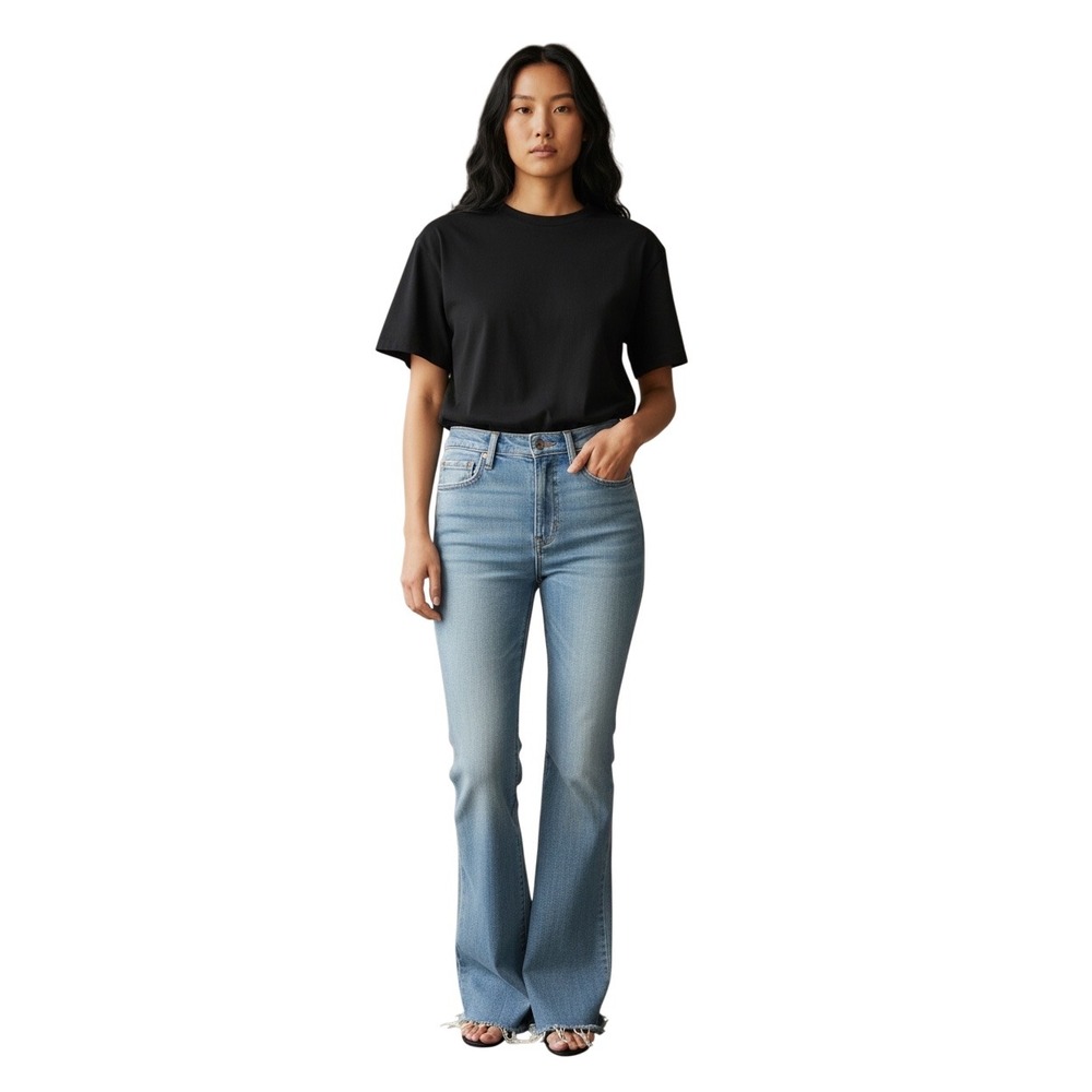 Pistola High Rise Bootcut Jeans Light Wash Frayed Hem P6088SSJ-ZMA Womens 26